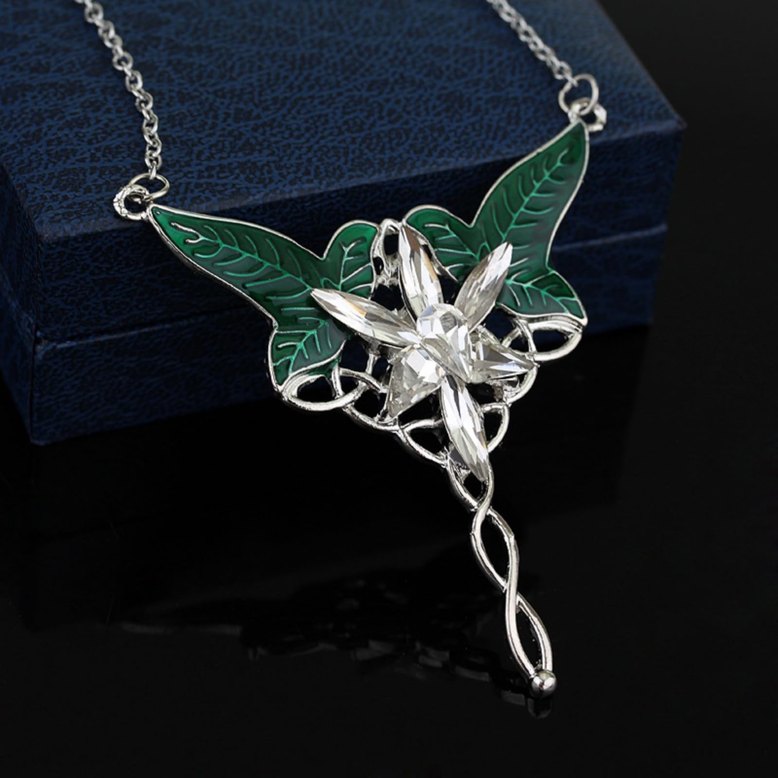 Pack Arwen Evenstar Pendant Necklace Costume Jewelry CZ Elven Leaf Charm