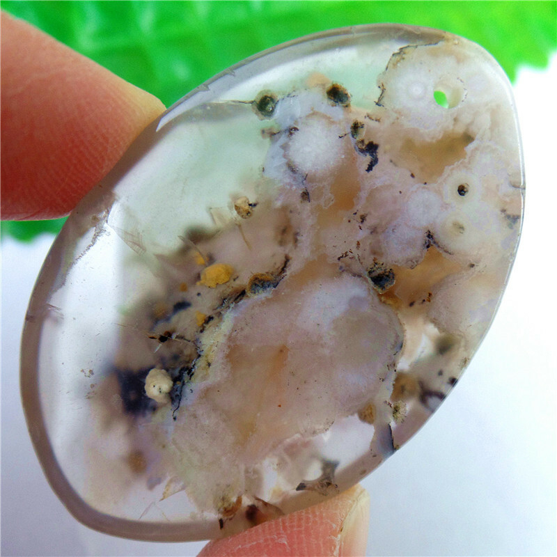 47x30x7mm Natural Cherry Blossom Agate Crystal Marquise Pendant Bead EA85333