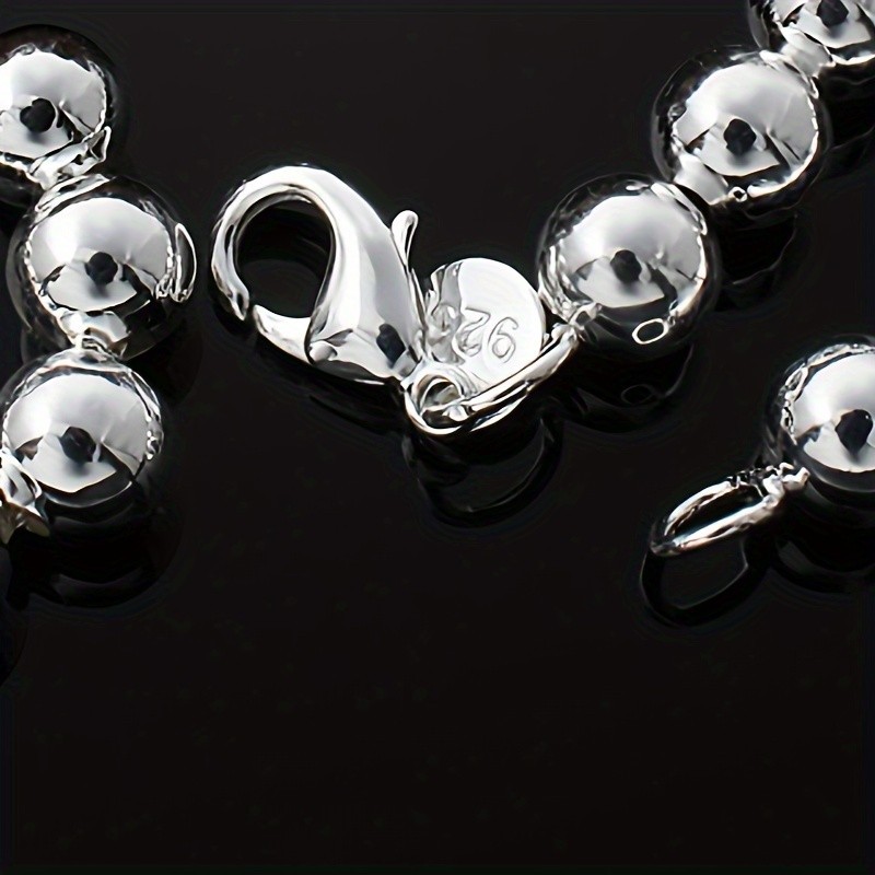 1Pcs Women’s 925 Sterling Silver 8mm Hollow Balls Beads 20″ Chain Necklace