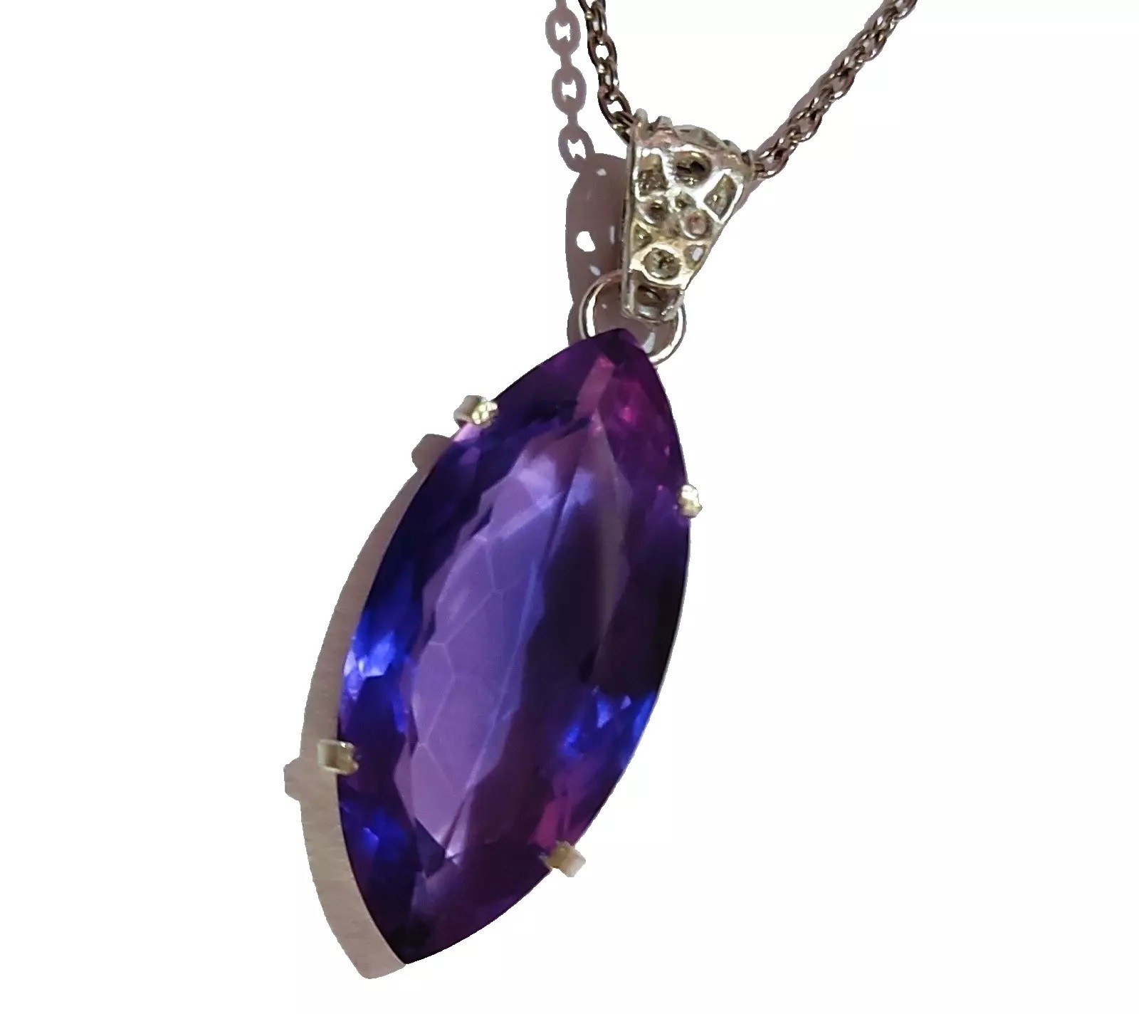 Natural 36.40 CT Color Change Alexandrite Certified Gemstone Pendant 925 Silver