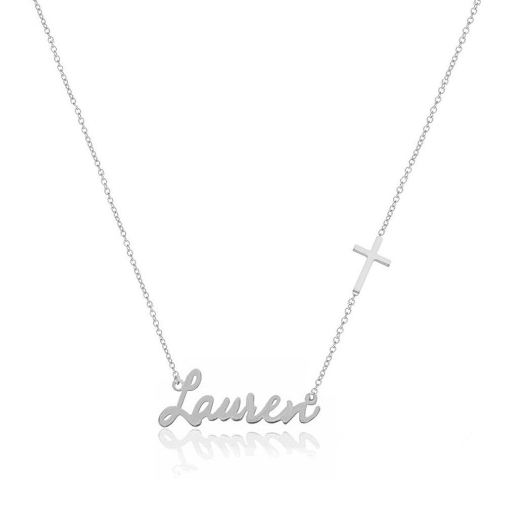 Personalized Name Necklace with Cross Pendant Custom Made with Any Names
