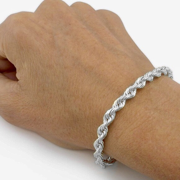 4MM Italian Sterling Silver Rope Link Chain Necklace 925 Silver Chain UNISEX