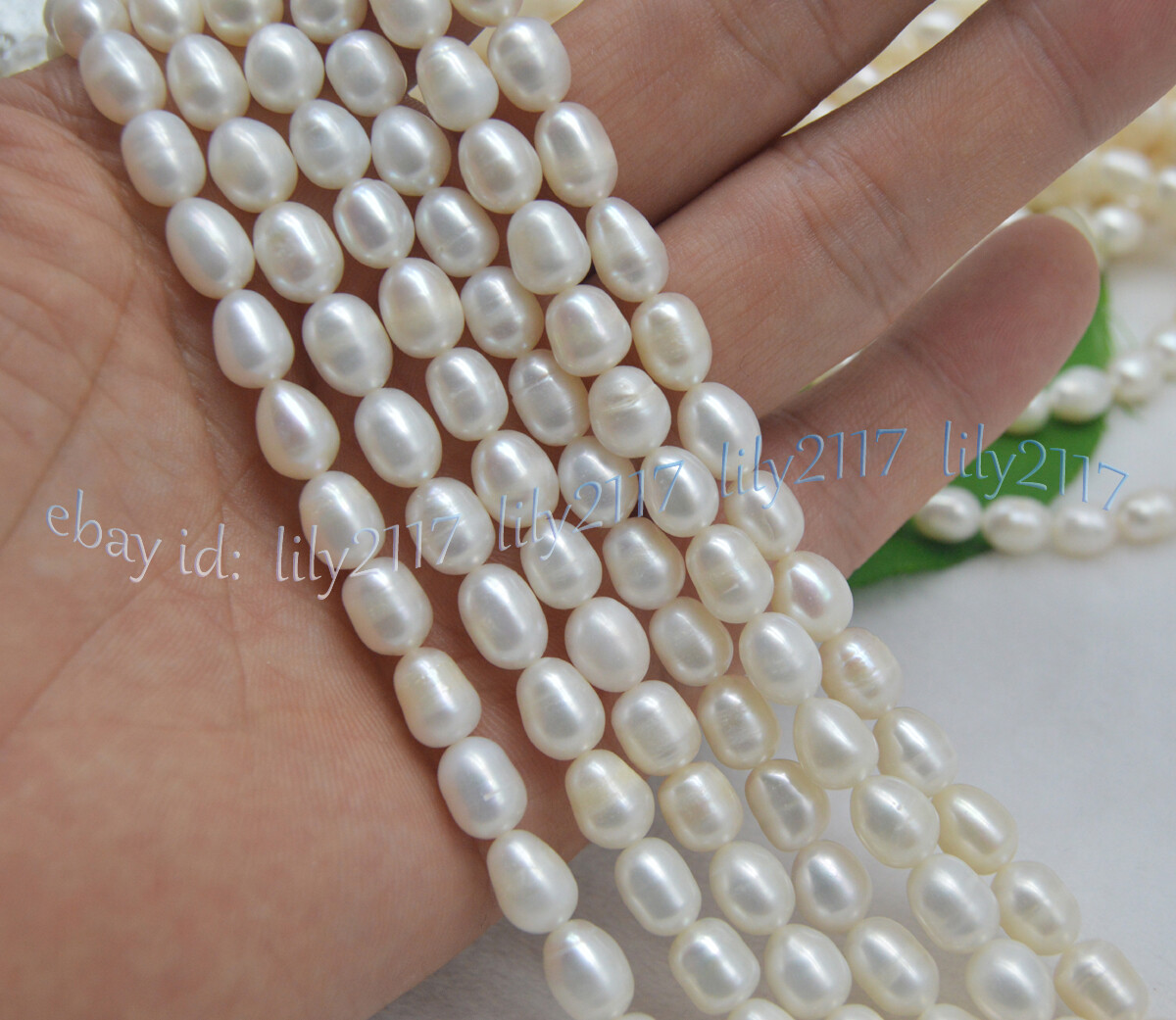 7-8mm Real Natural Freshwater Cultured White Pearl Rice Beads Necklaces 14-48”