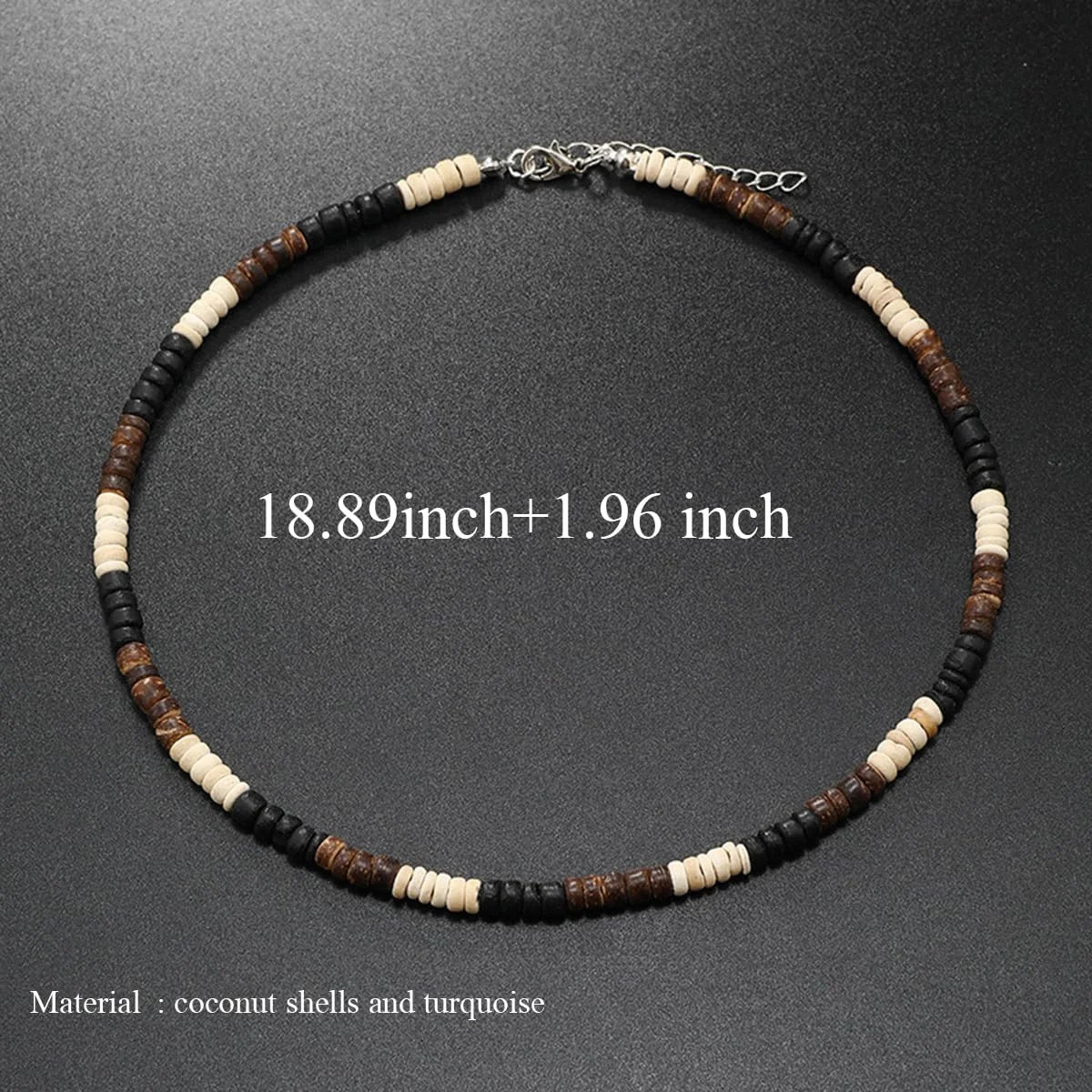 Puka Shell Necklace for Men Surfer Seashell Coffee + white + black