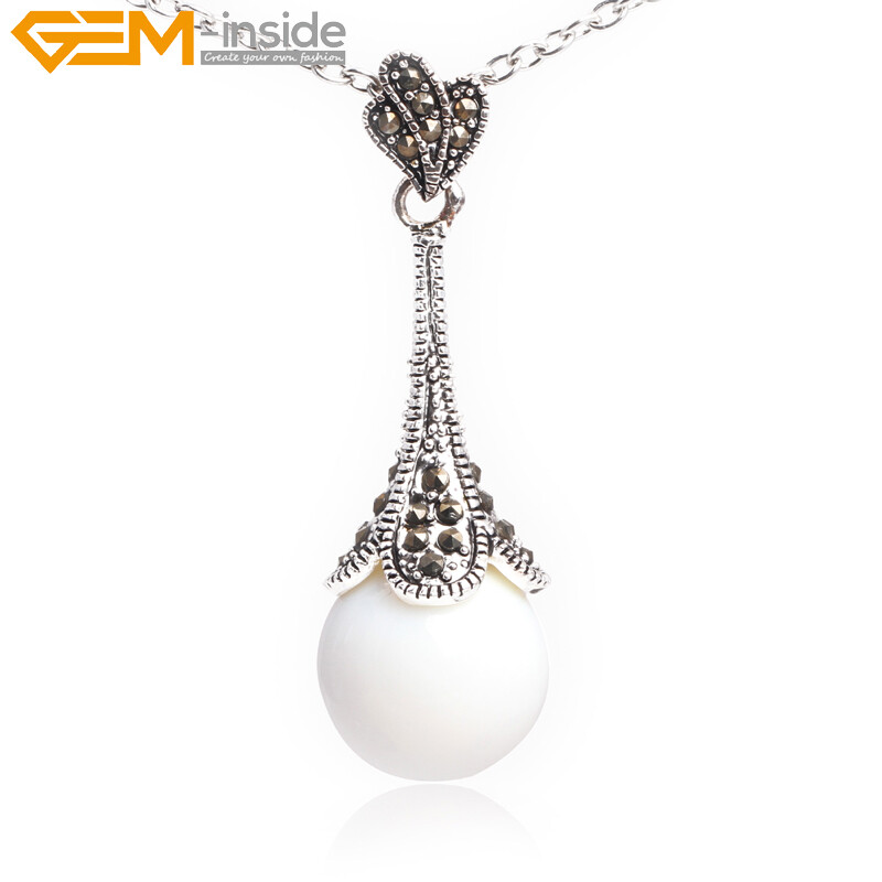 Tibetan Marcasite Silver Plated Assorted Color Stone Jewelry Necklace Pendant