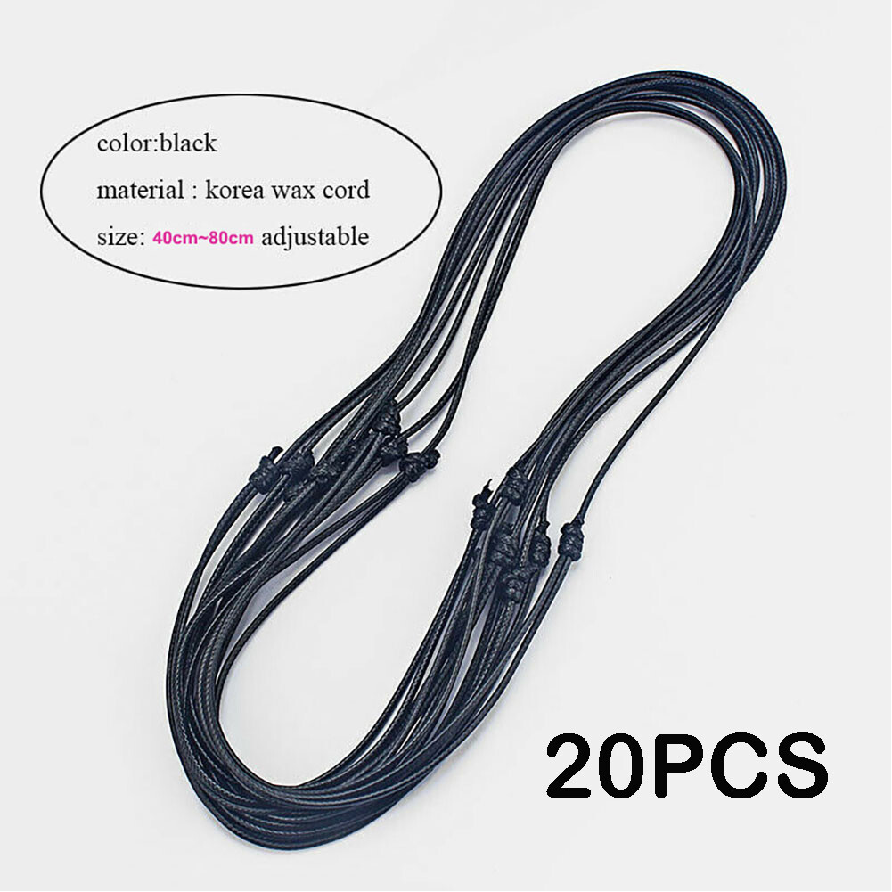 20PCS Black Korea Waxed Cord Necklace Jewelry Findings 16-32 inch Adjustable ##