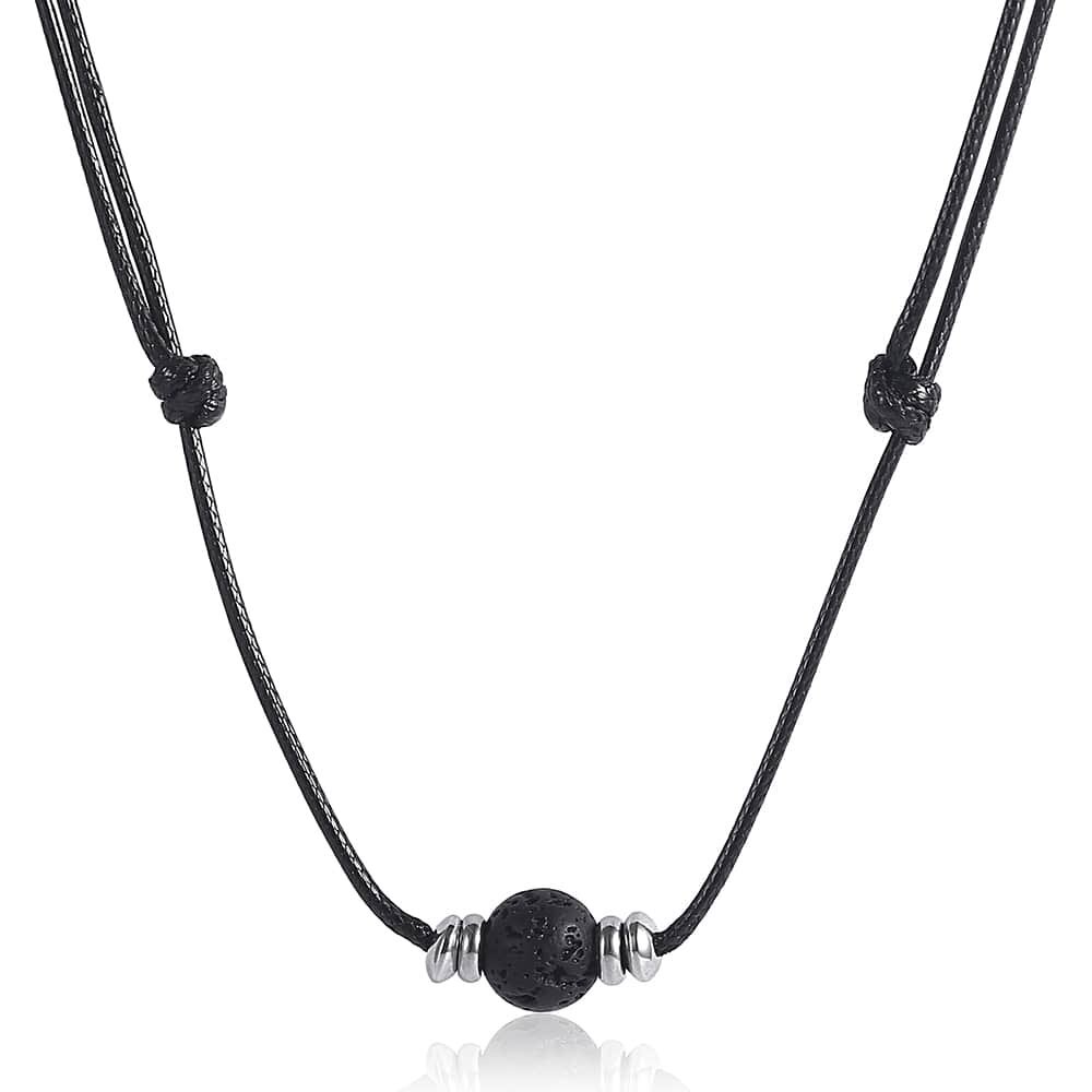 Long Lava Rock Choker Necklace Leather Rope Chain Adjustable Length Unisex 178CM