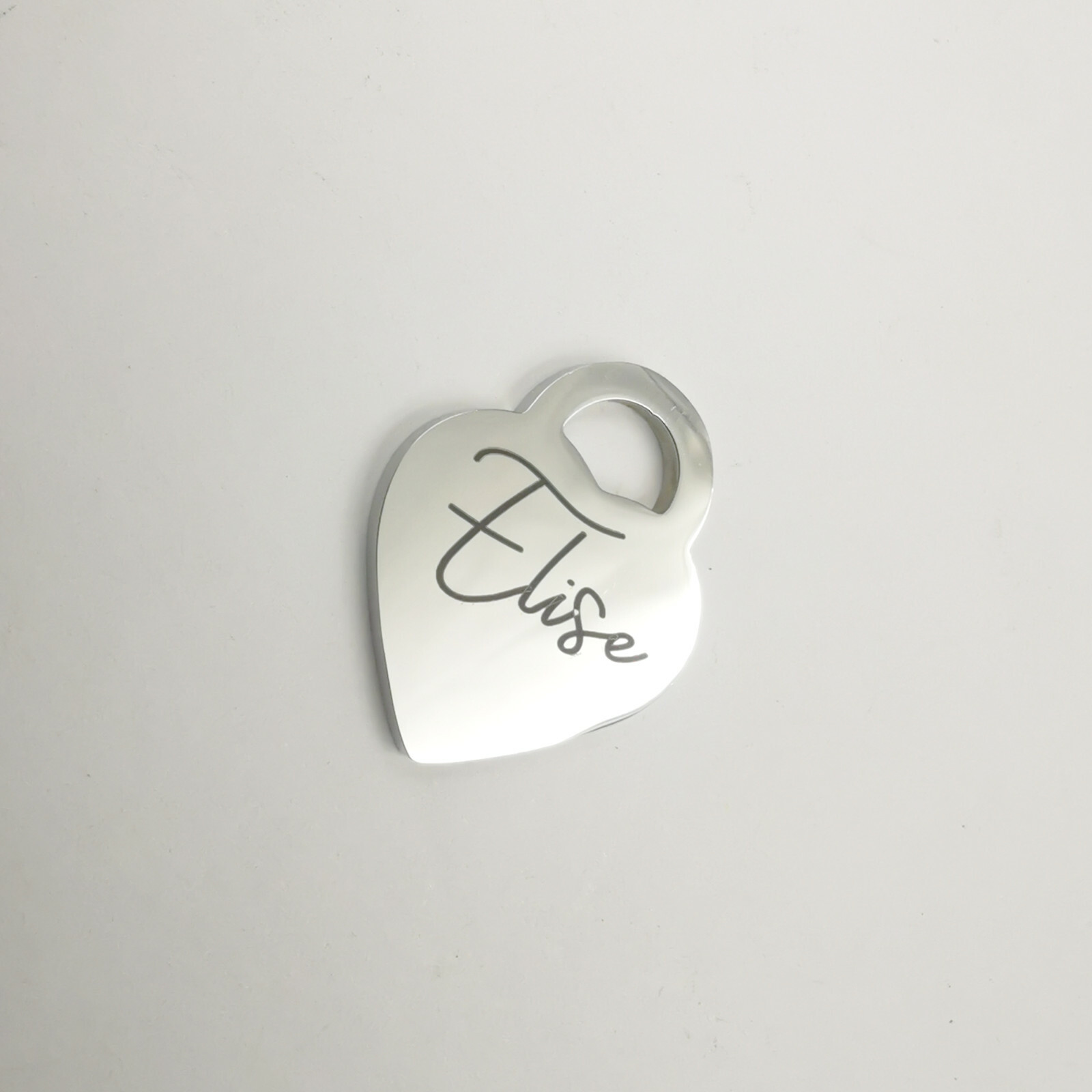 Personalize polishing Stainless steel heart pendant carving Name, text