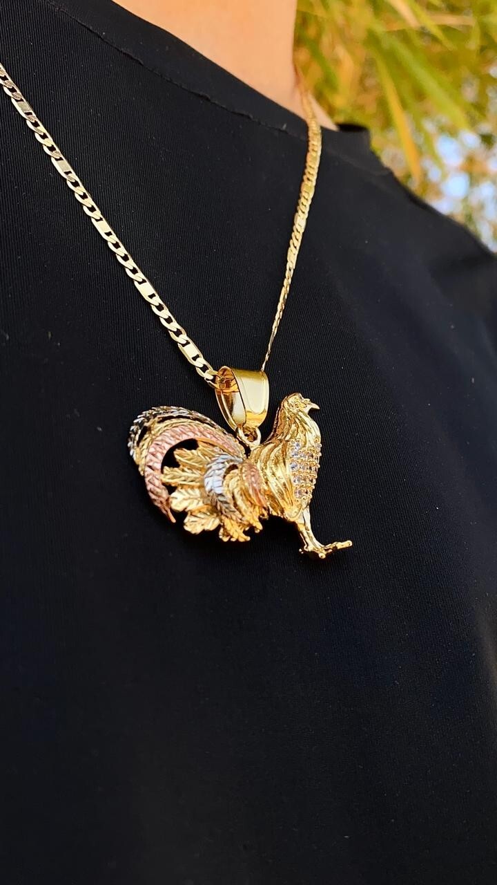14K Gold Filled Chicken Rooster Necklace 24″ Valentino Figaro Chain Mens Adults