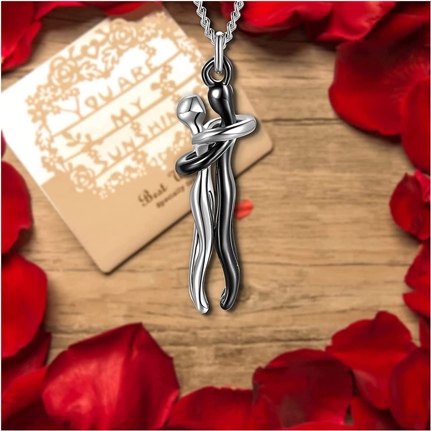 Affectionate Hug Couples Necklace Valentine’s Day Embrace Chain Unisex Jewelry