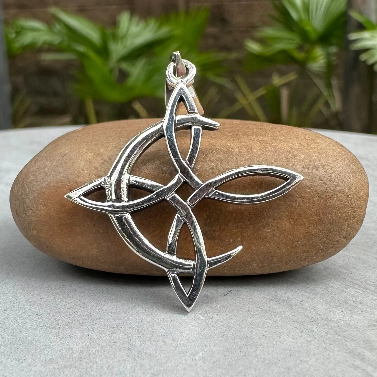 Handcrafted 925 Sterling Silver Witch’s Knot Magic Crescent Moon Wiccan Pendant