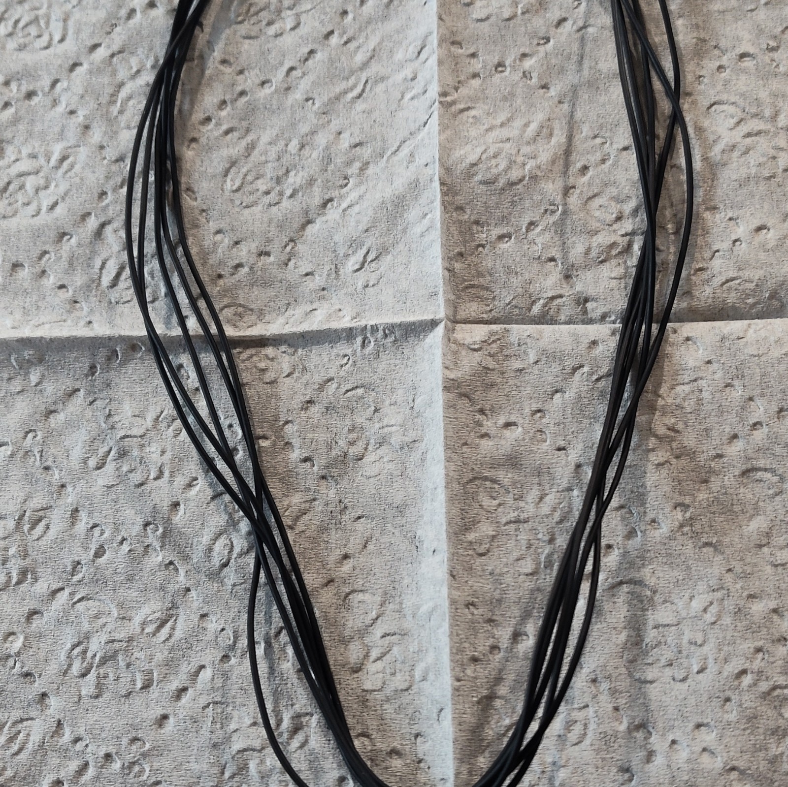 Black Multi-Strand Cord Necklace Round Silver Tone Pendant Rubber Metal Lobster