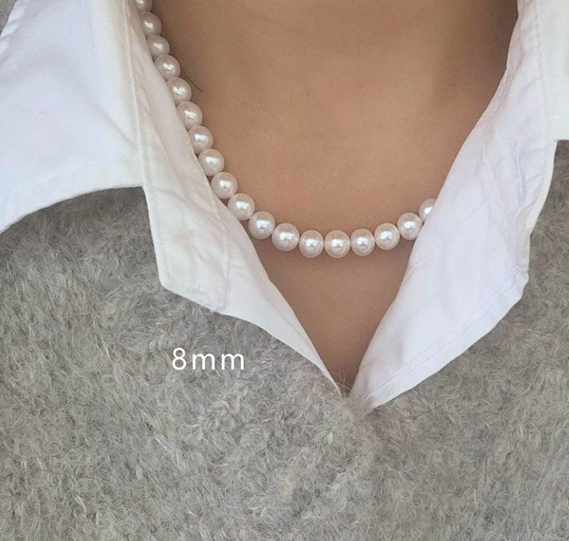 Bridal White Sea Shell Pearl Round Beads 18″ Choker Necklace Lobster Clasp S11
