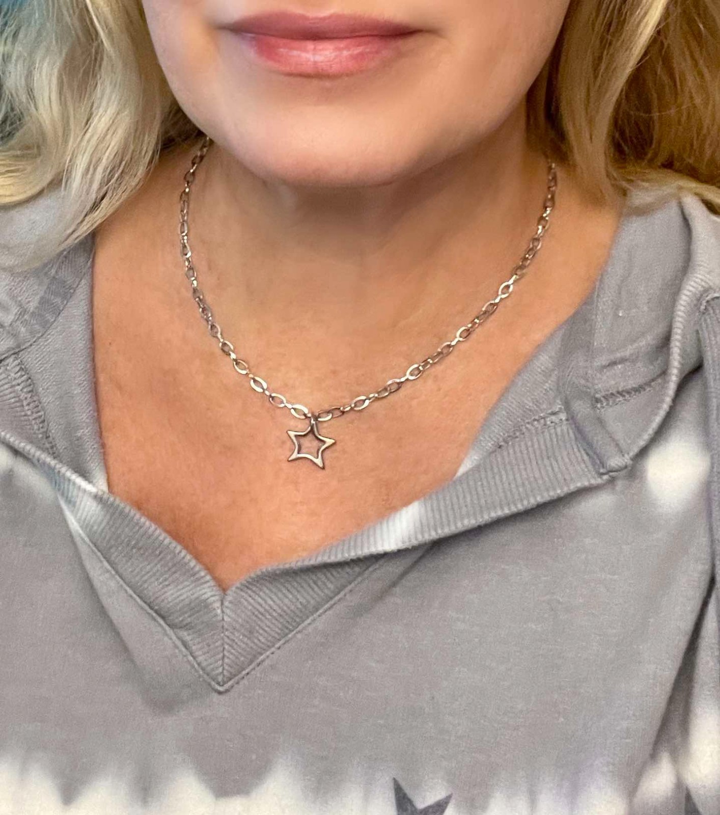 Stainless Steel STAR Charm Necklace No Tarnish Silver Chain New – USA Seller