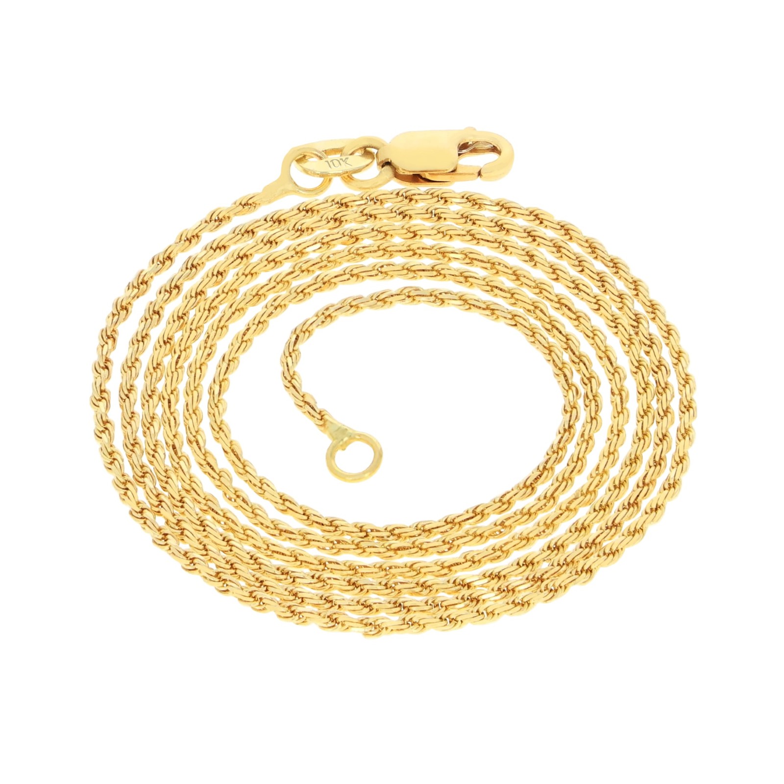 10K Yellow Gold 1mm-10mm Diamond Cut Solid Rope Chain Pendant Necklace 16″- 30″