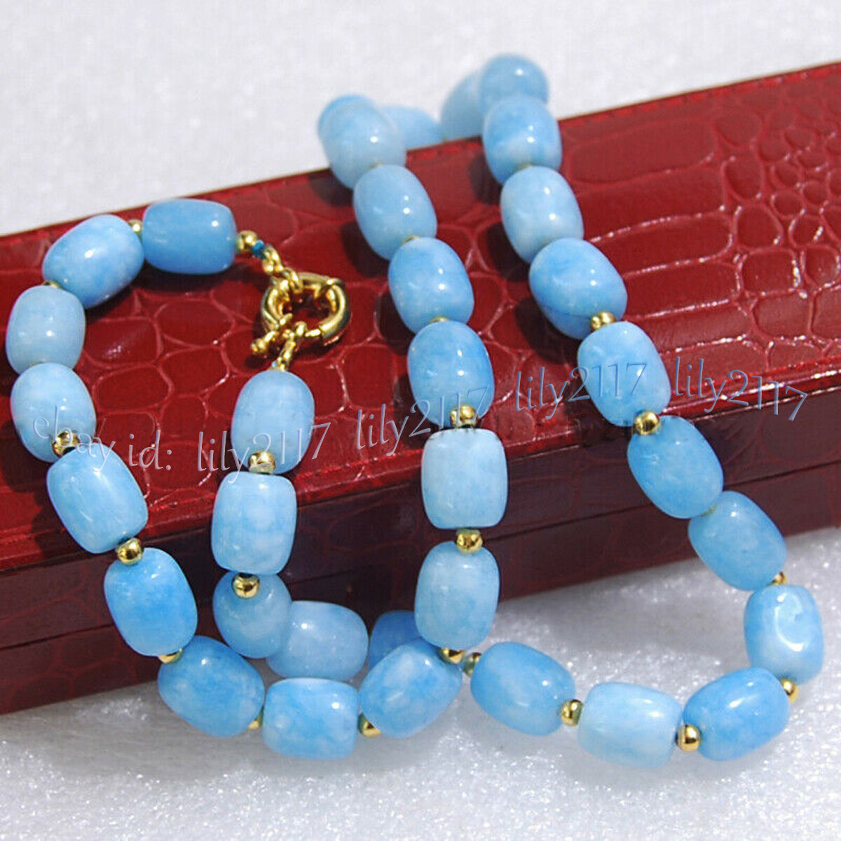 9x11mm Blue Brazilian Aquamarine Natural Gemstone Column Beads Necklaces 16-48”