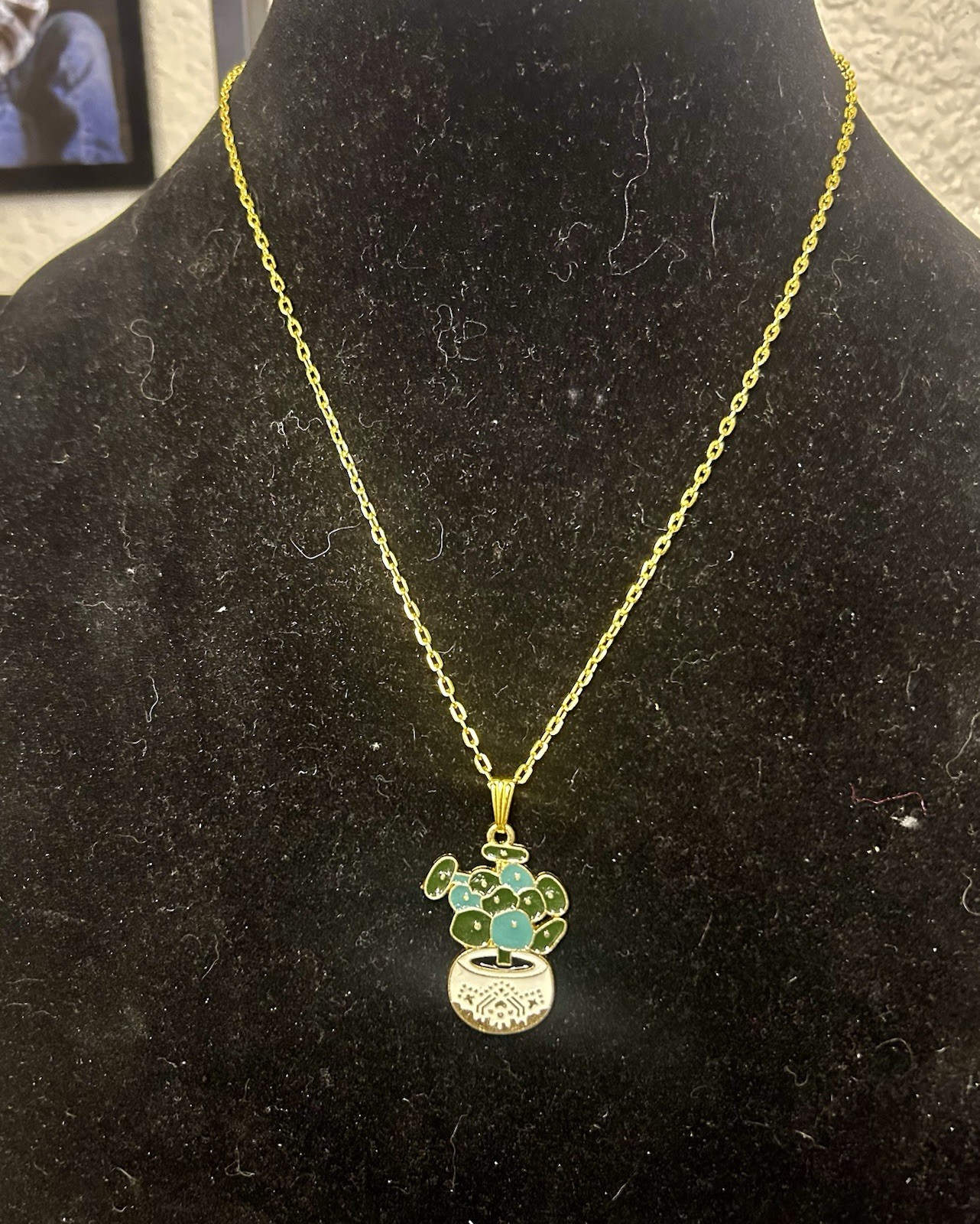 Vintage Enamel Floral Vase Pendant Necklace (c. 1978–1983)
