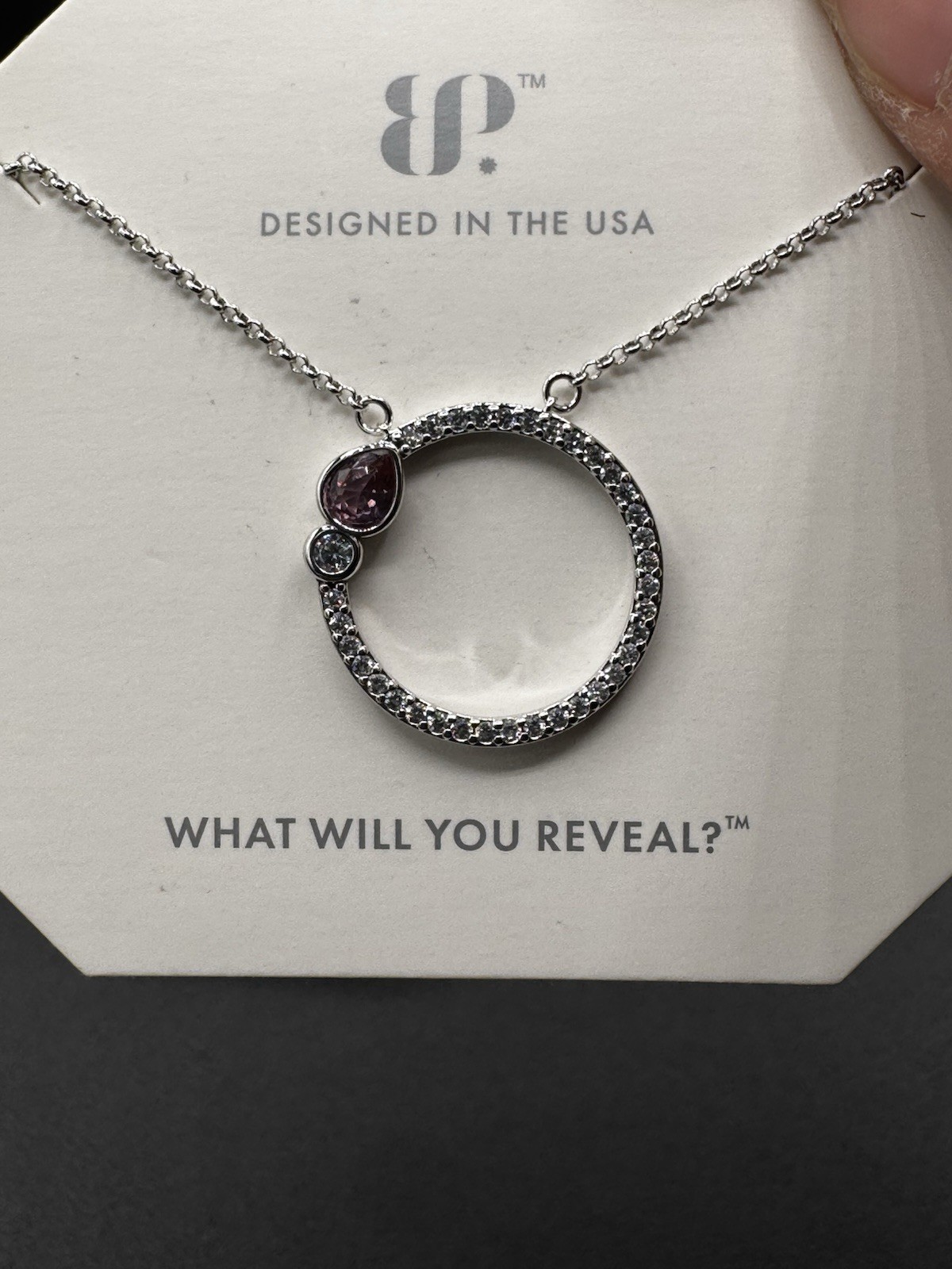 BP Lab-Created Dark Rubellite Teardrop Pendant Necklace Rhodium Plated 18″+2.5″