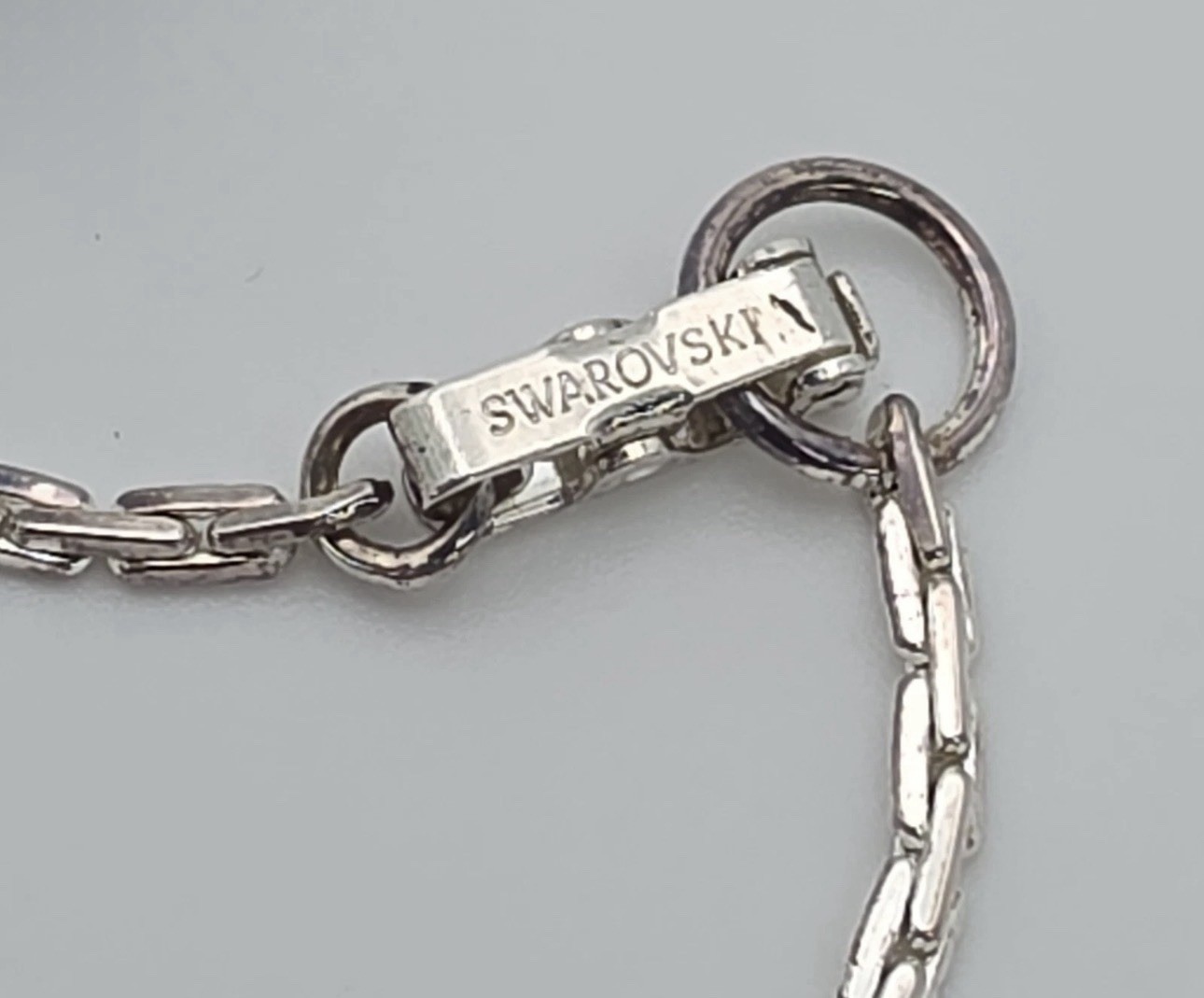 Swarovski Crystal Signed Pave Heart Silver Tone Clear Necklace 16 Inch