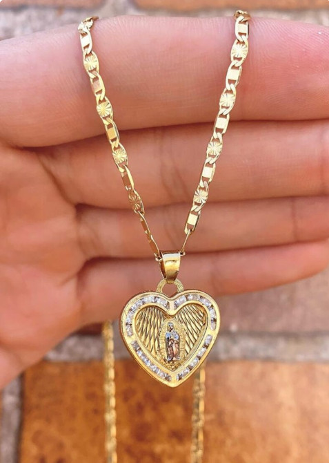 14K Gold Filled Necklace Virgem de Guadalupe Pendant Youth Adults Cadena Jovenes