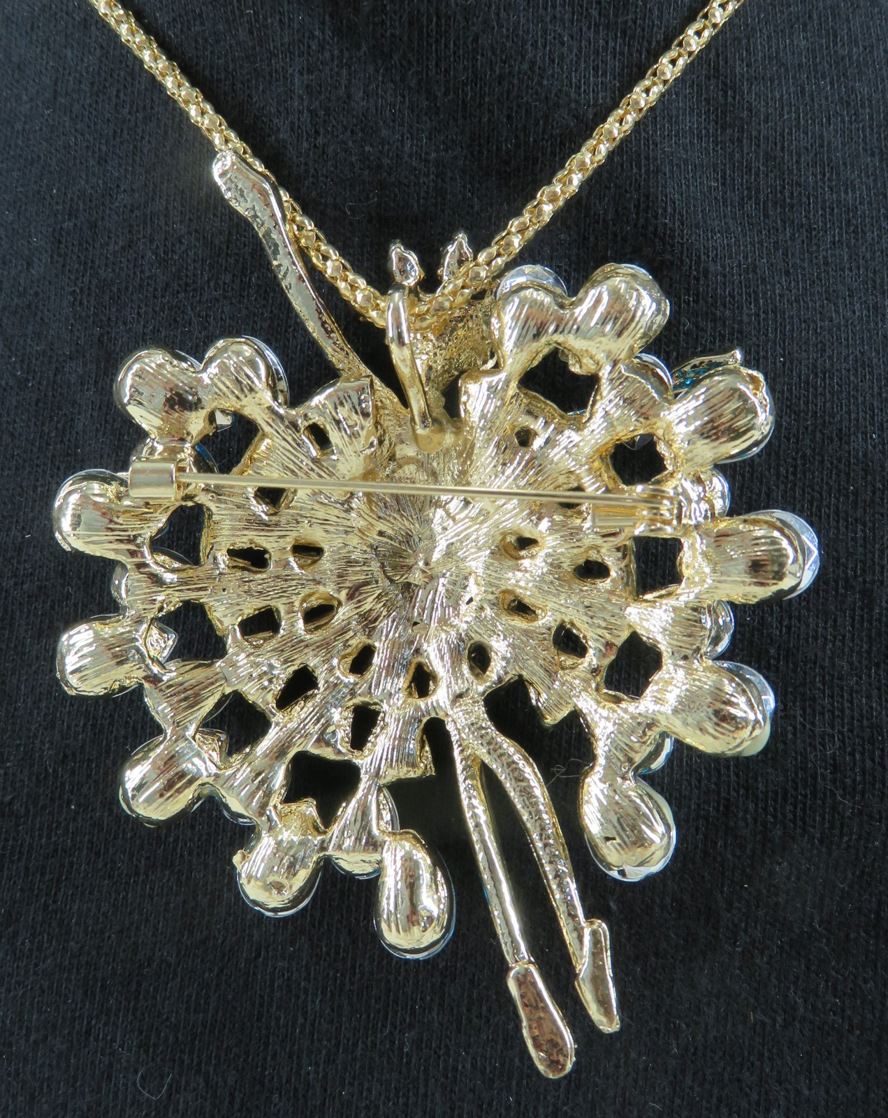 NWT-Betsey Johnson Flamenco Ballerina Dancer Pendant Brooch on Goldtone Necklace