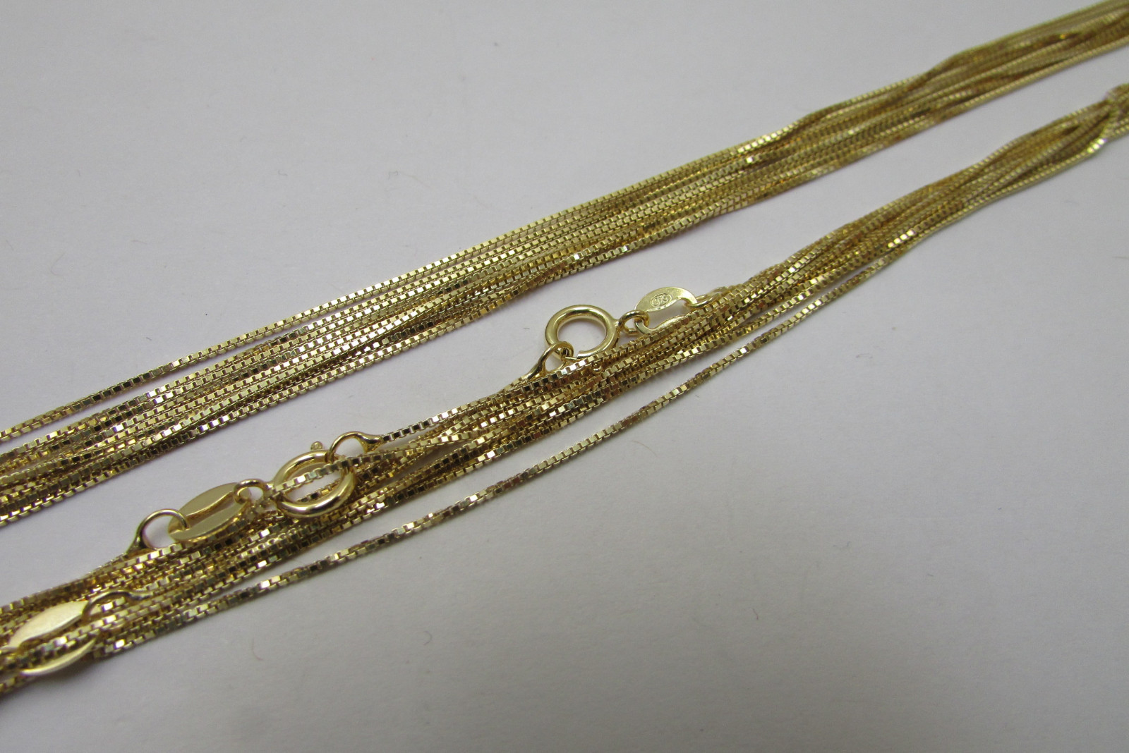 5 pc 18 inch Goldplated on 925 Sterling Silver Venetian Box Chains Necklaces