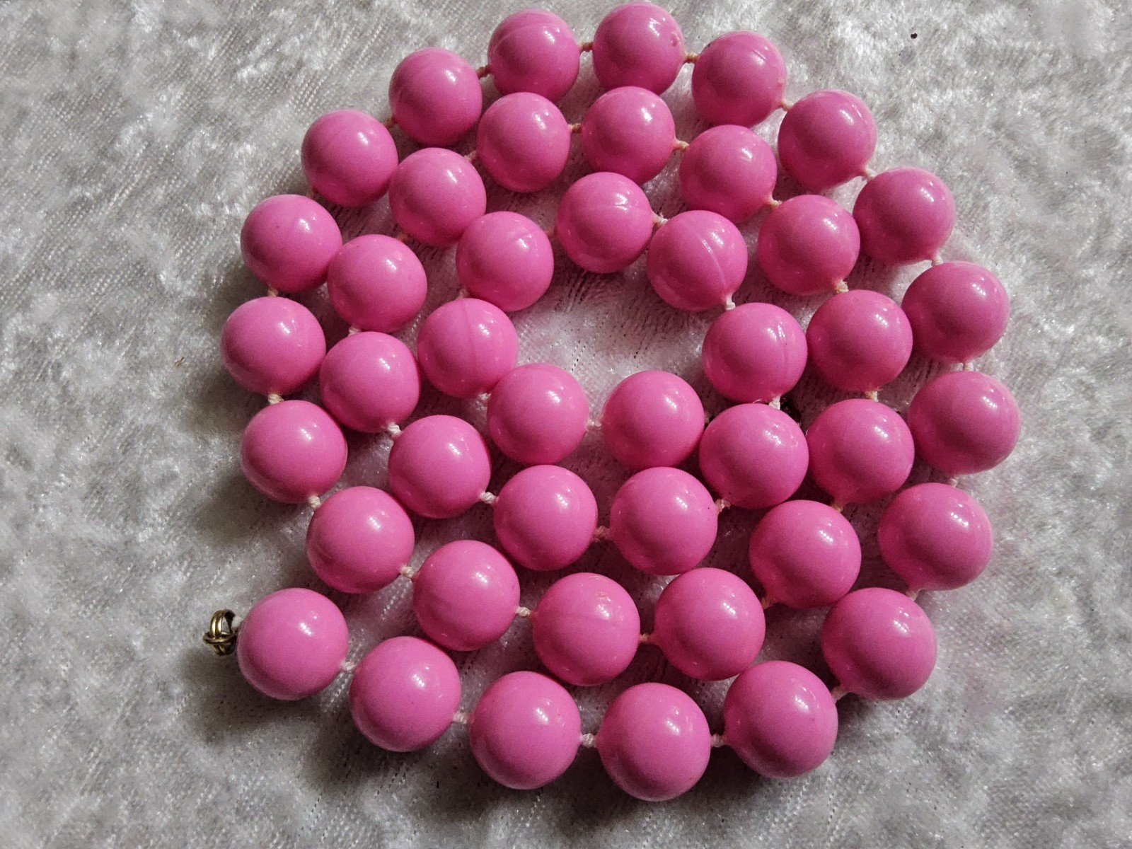 Hot Pink Spring Ring Round Beaded Necklace 24″