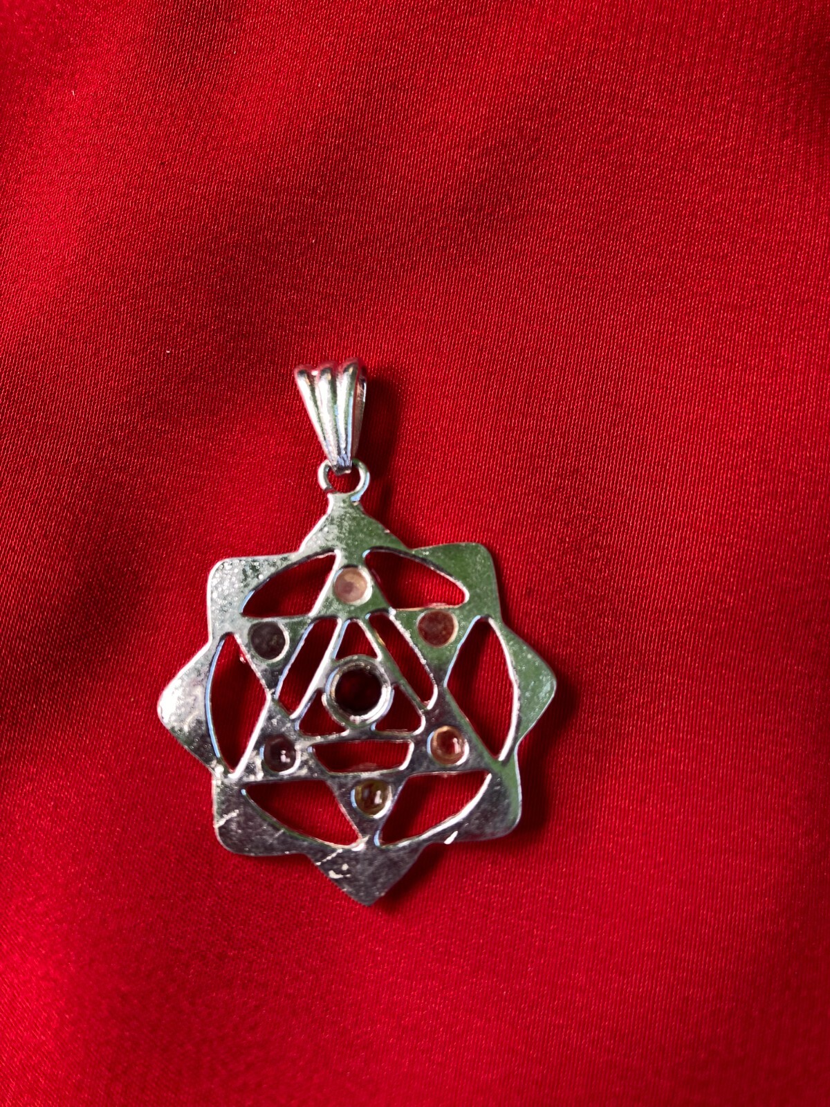 Seven Chakra Harmony Eight Pointed Star Pendant of Health and Healing