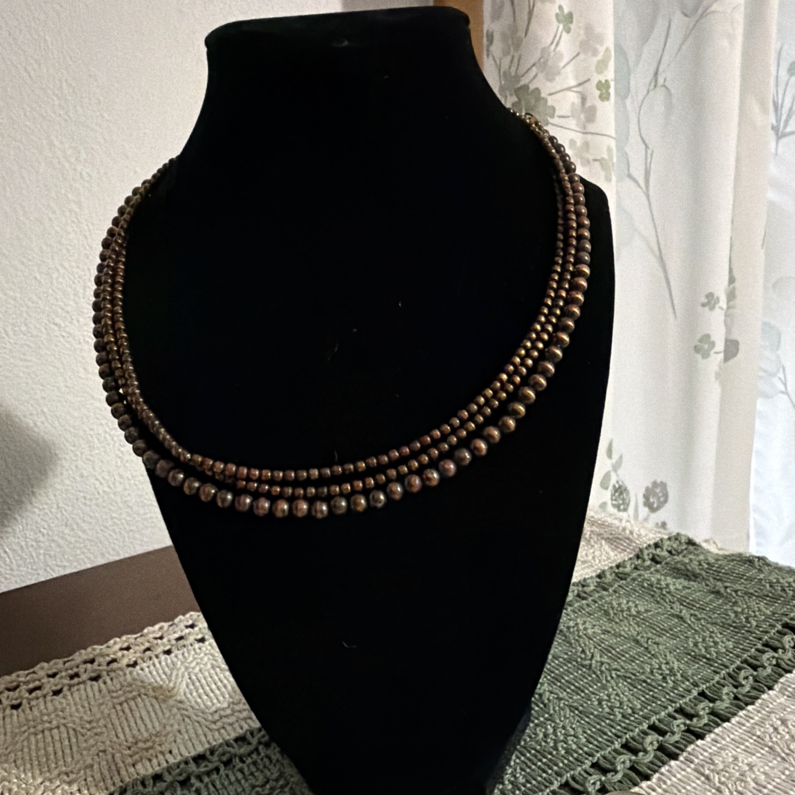 3 strands of copper pearls.16mm each. adjust at different lengths and layer!!💕