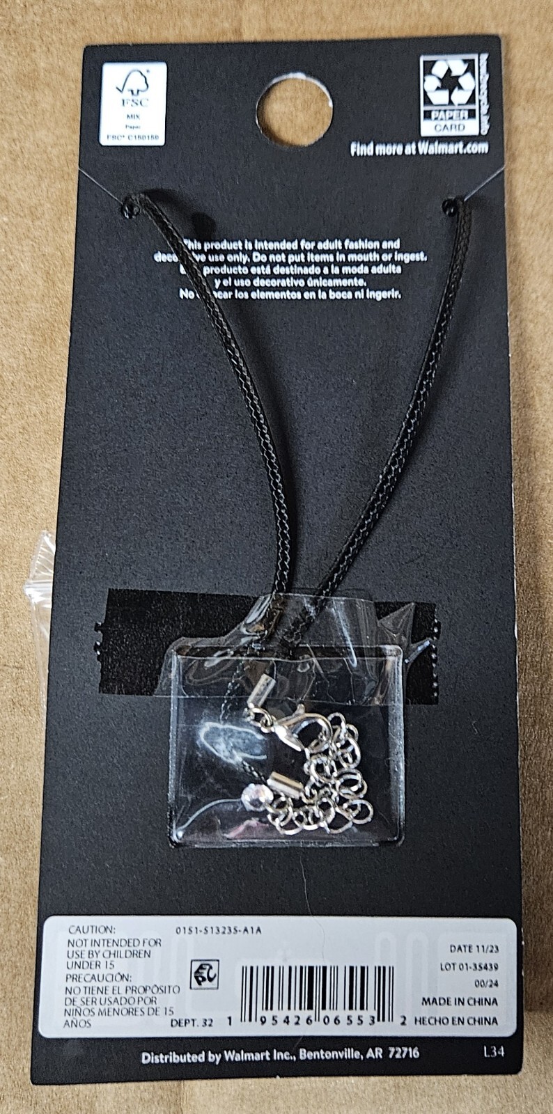 No Boundaries Cord Necklace With Silvertone Puffed Heart Pendant, Adult and Teen