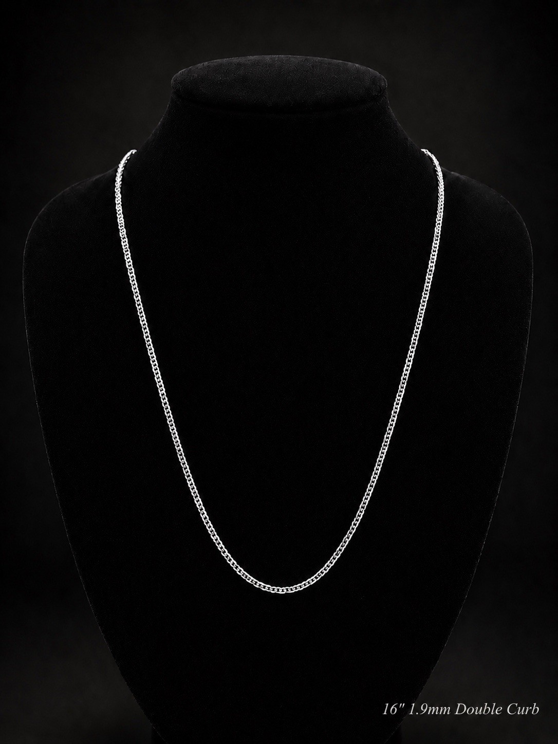 16 in 1.9mm Silver Double Curb Link Chain