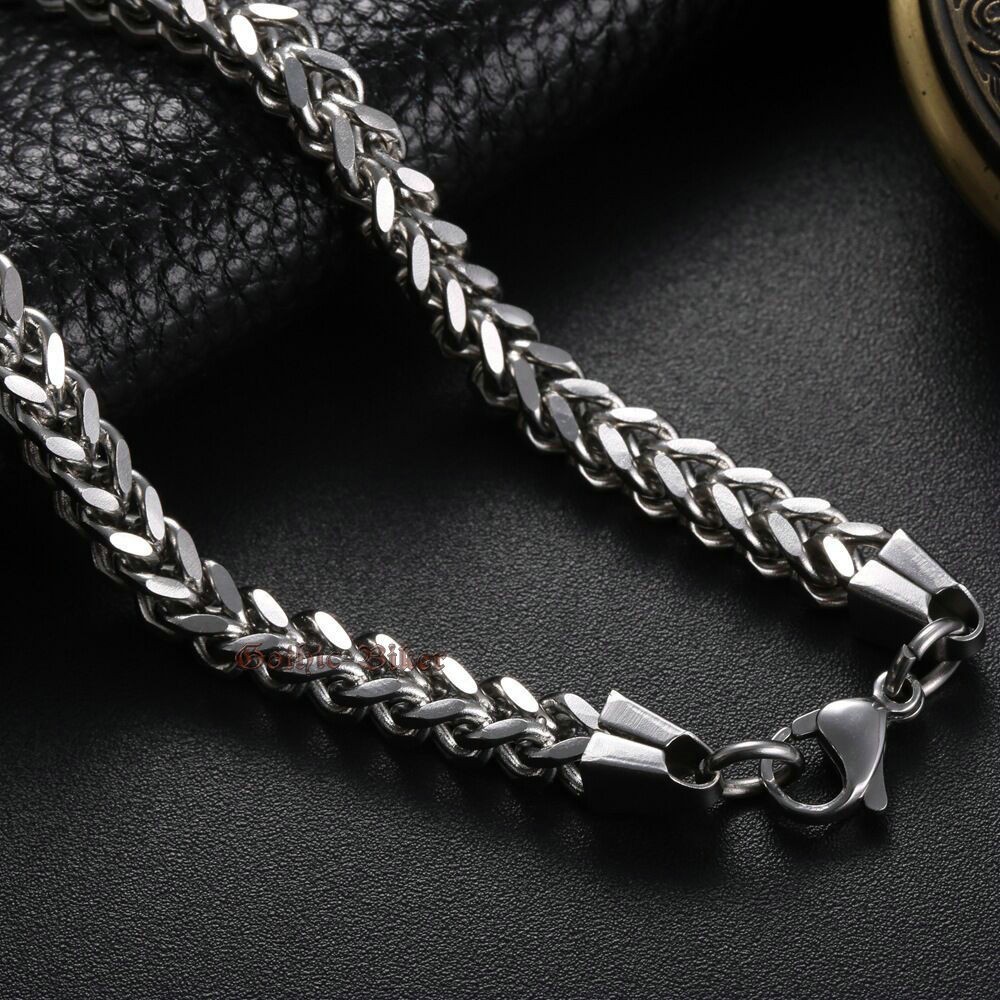 Unisex Franco Link Chain Necklace Stainless Steel 6mm 18-32″ High Quality polish