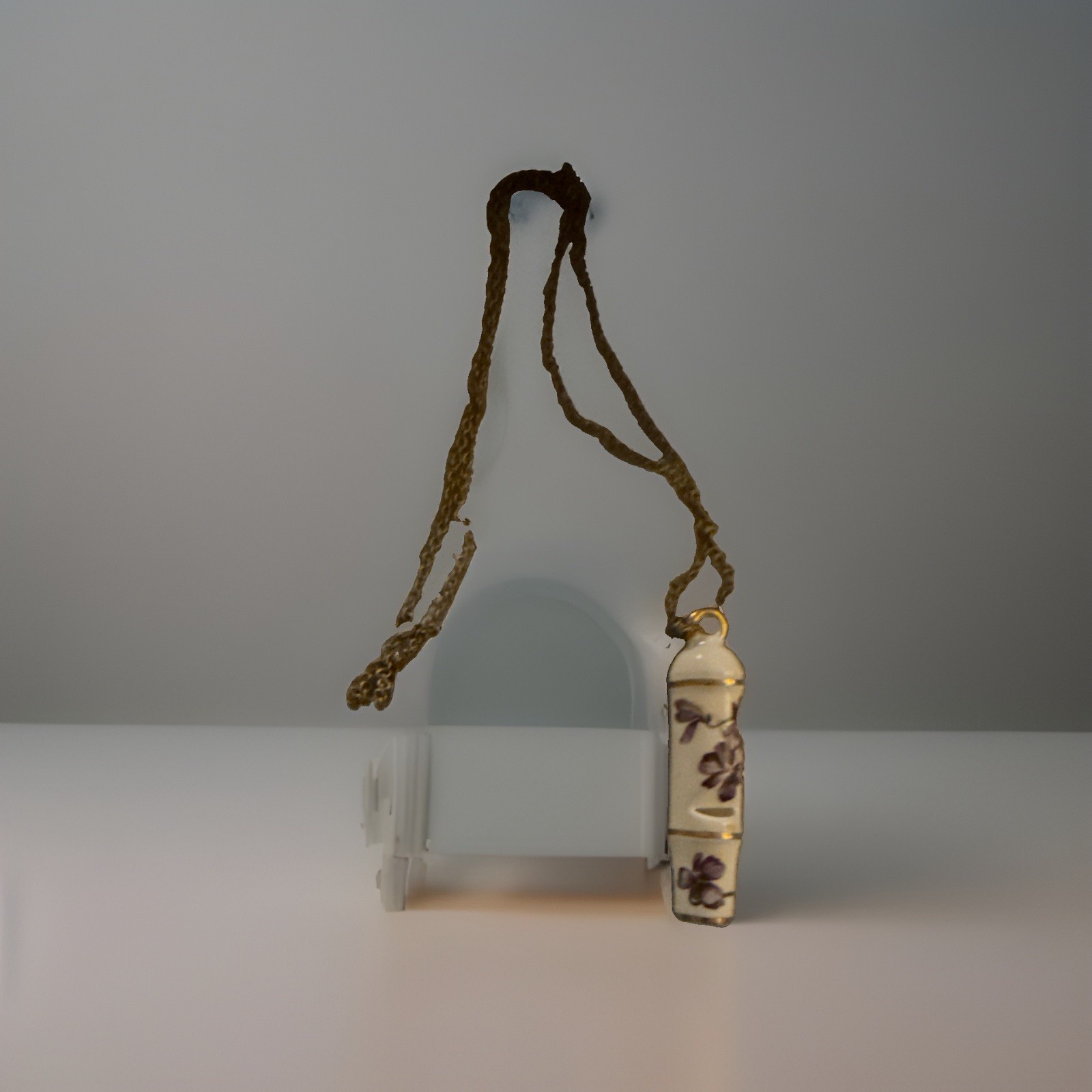 VTG Hammersley Fine Bone China Floral whistle Pendant Necklace Chain Signed