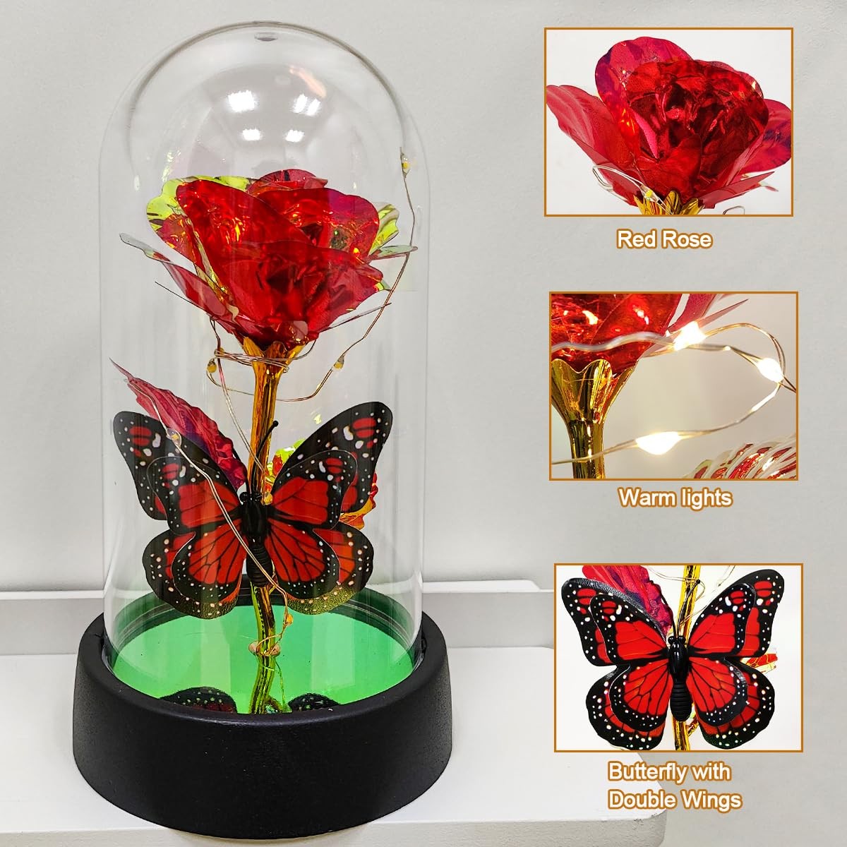 Women Gifts Ideas for Birthday, Preserved Forever Rose Gift with Necklace – Wife