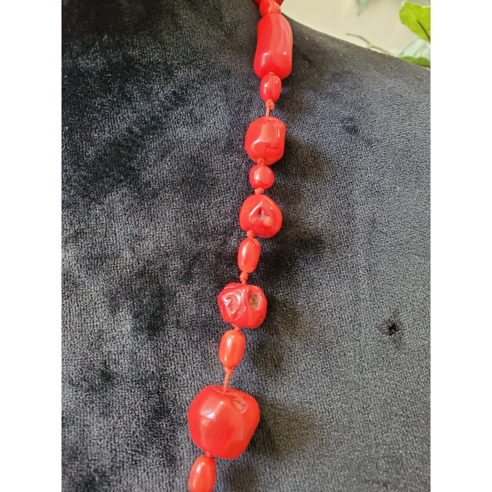 Chunky Red Coral Beaded Necklace With Toggle Closure