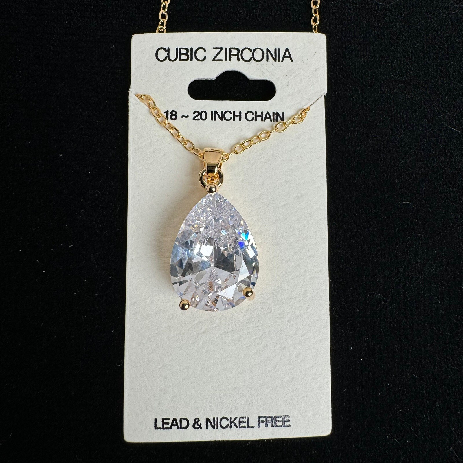 14K Gold Plated Cubic Zirconia Necklace 18-20″ Fashion Jewelry Grade AAAAA New