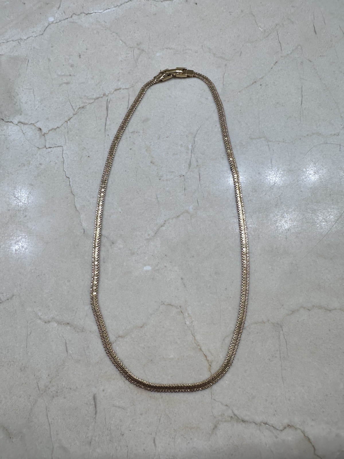 Vintage 70’s Monet Signed Gold Tone Serpentine 18” Necklace Gold Plated