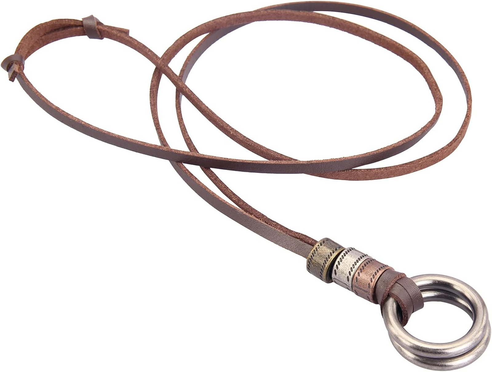 Leather Cord Necklace with Wooden Pendant, Adjustable Length, Vintage Boho