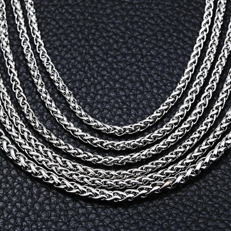 2.5mm Woman Man Stainless Steel Wheat Braided Chain Necklace 16-36” Link Jewelr