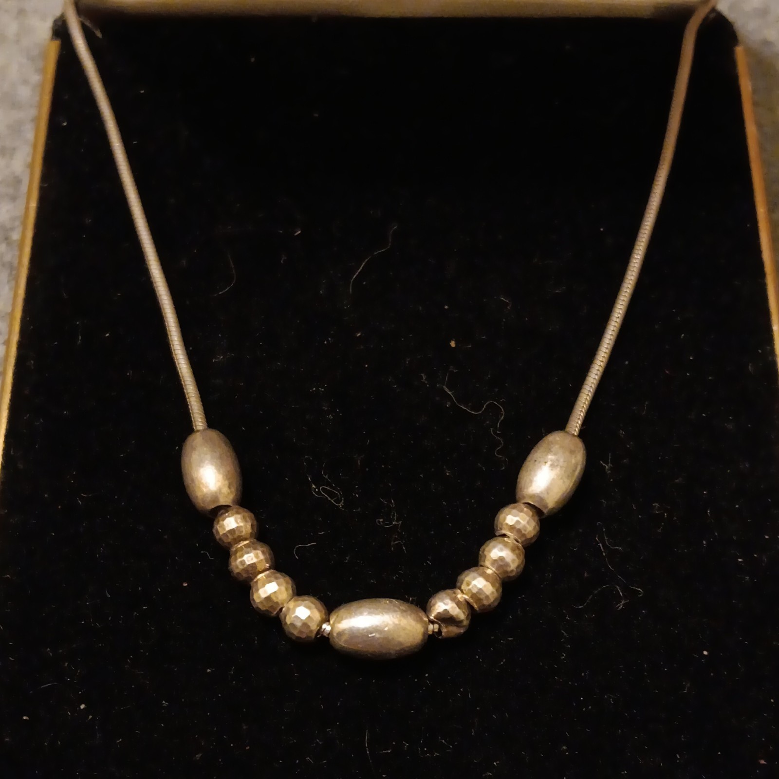 Vintage Italy 925 Sterling Silver Beaded Snake Chain Necklace 7g Slide Bead