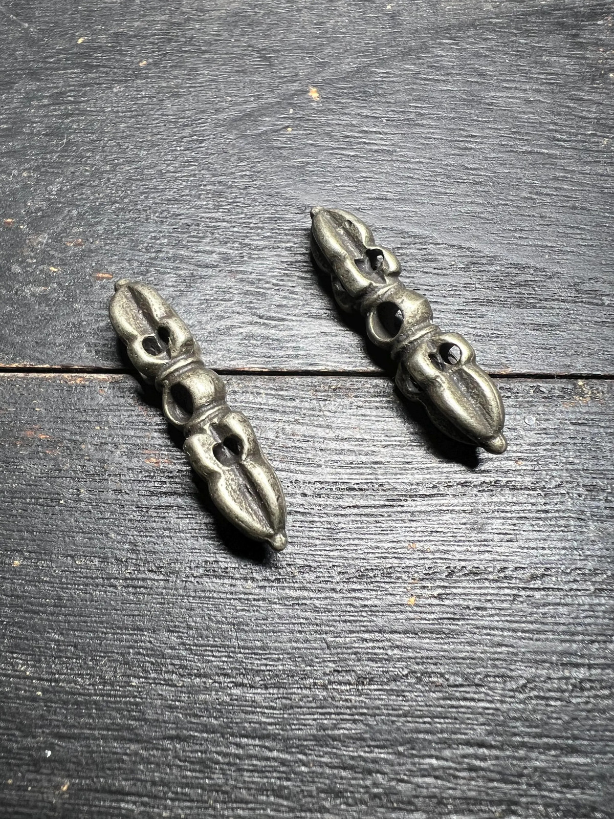 White Copper Vajra Dorje Pendant (Set of 2): Nepal Tibet Amulet