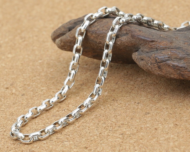 Pure Solid 925 Vintage Sterling Silver Necklace 3mm Rolo Link Chain 18-30inchL
