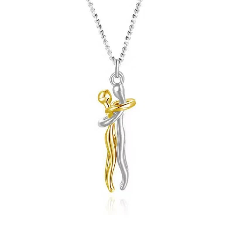 Affectionate Hug Couples Necklace Valentine’s Day Embrace Chain Unisex Jewelry