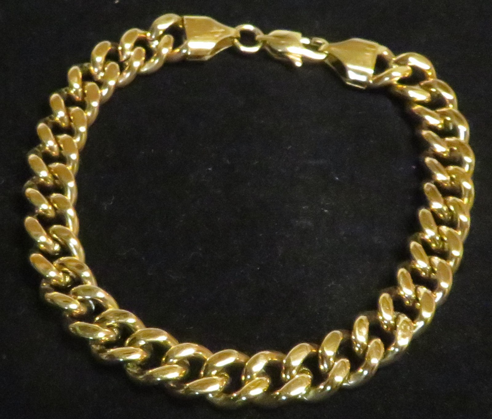 Vintage Miami Cuban Curb Link Chain 8″ Bracelet Gold Tone Unisex Unbranded Nice
