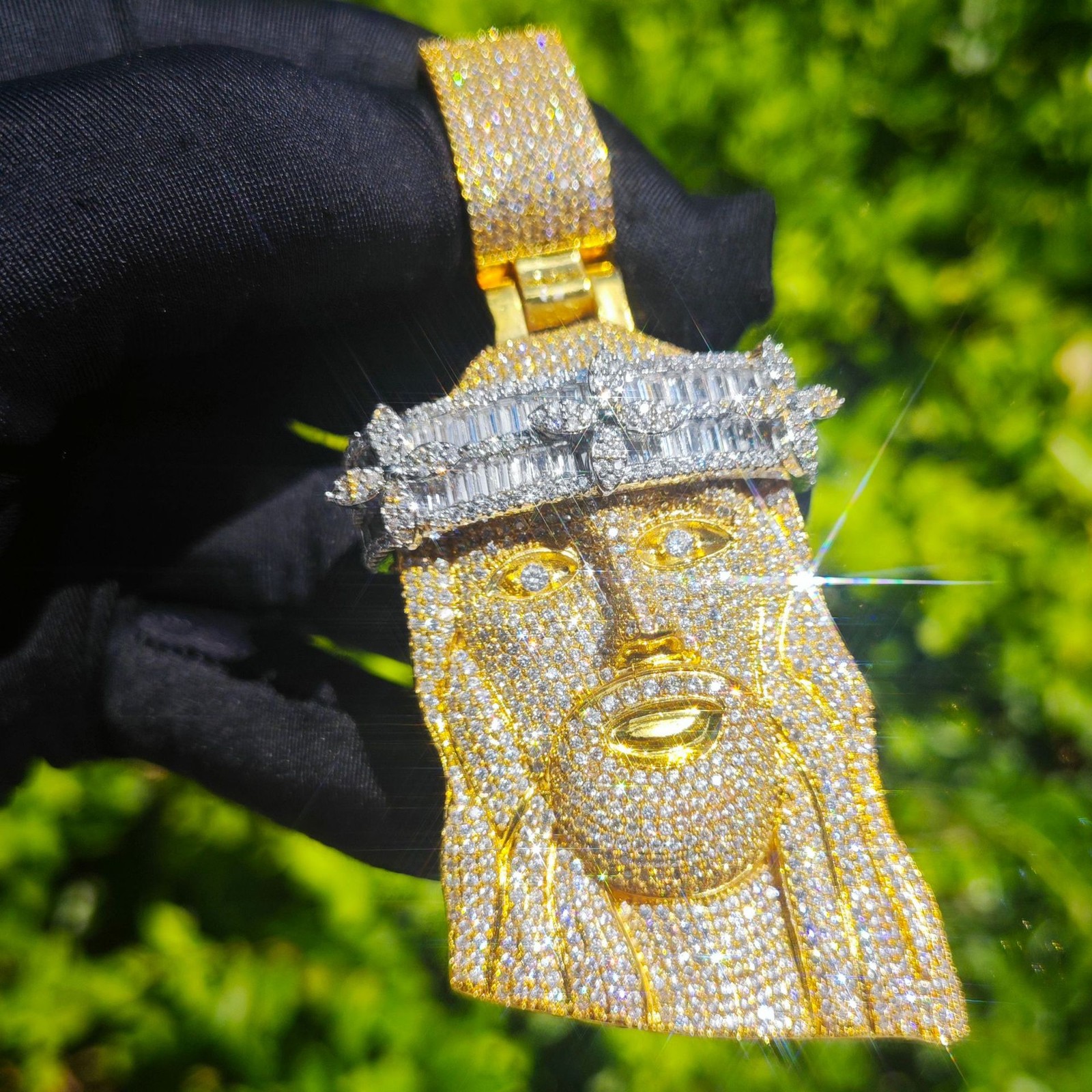 Hip Hop JESUS Pendant Necklace Gold Filled CZ Zircon Lucky Sweater Necklace Gift