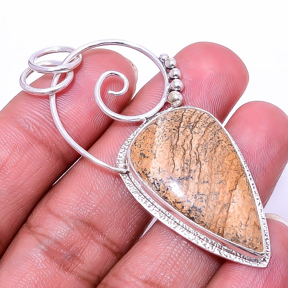 Picture Jasper – Oregon Designer Handmade 925 Sterling Silver Pendant 2.34″ P22