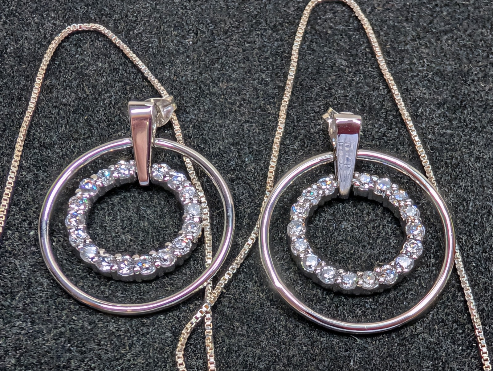 Sterling Silver CZ Cubic Zerconia Hoop Earrings & Necklace w/18″ Chain 260322G