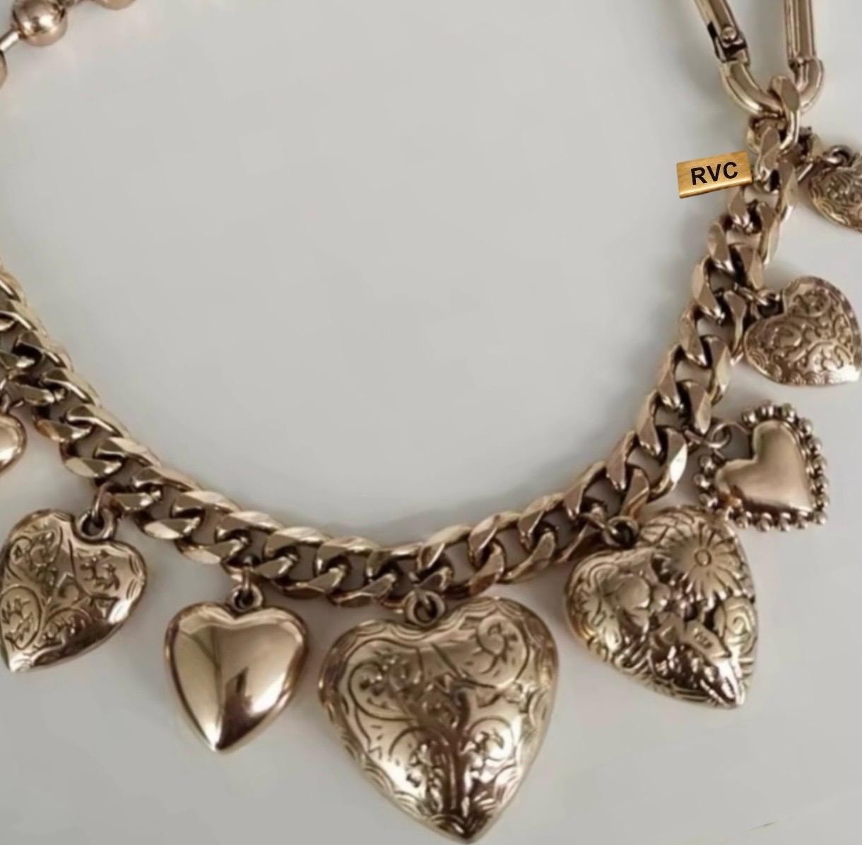 Zara Gold Chunky Contrast Ball Chain Statement Heart Charms Necklace