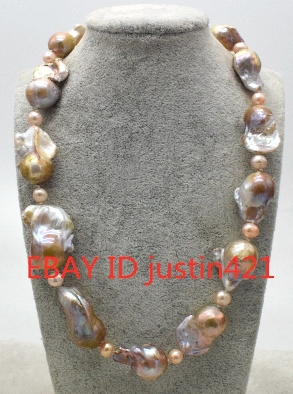 REAL15-25mm & 6-7mm SOUTH SEA PURPLE BAROQUE PEARL NECKLACE 18” AAA+
