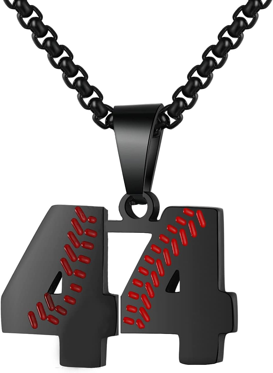 Baseball Number Necklace – Stainless Steel Chain Pendant for Men Athletes 00-99